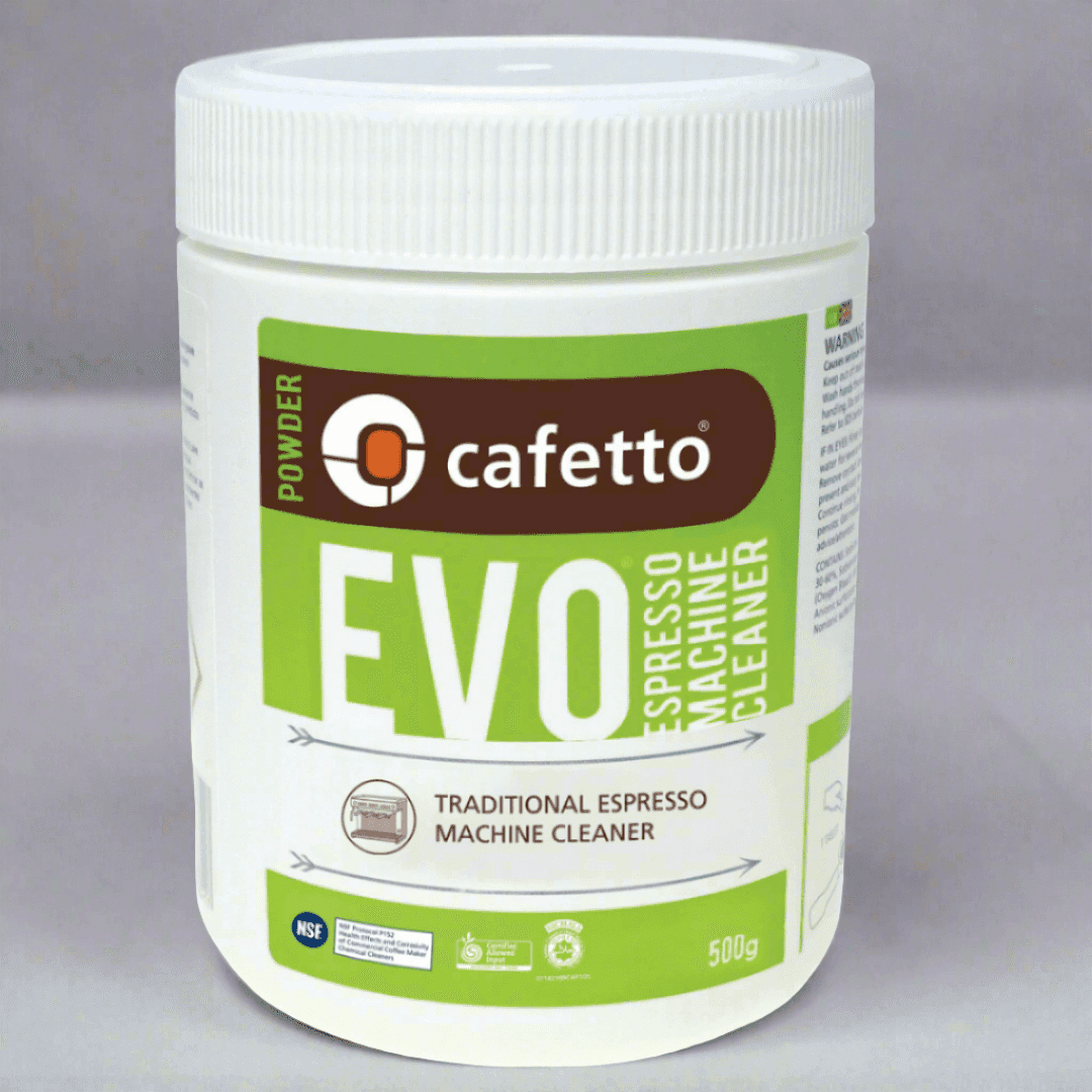 Cafetto EVO limpiador en polvo para grupos de cafeteras, bote de 500g.