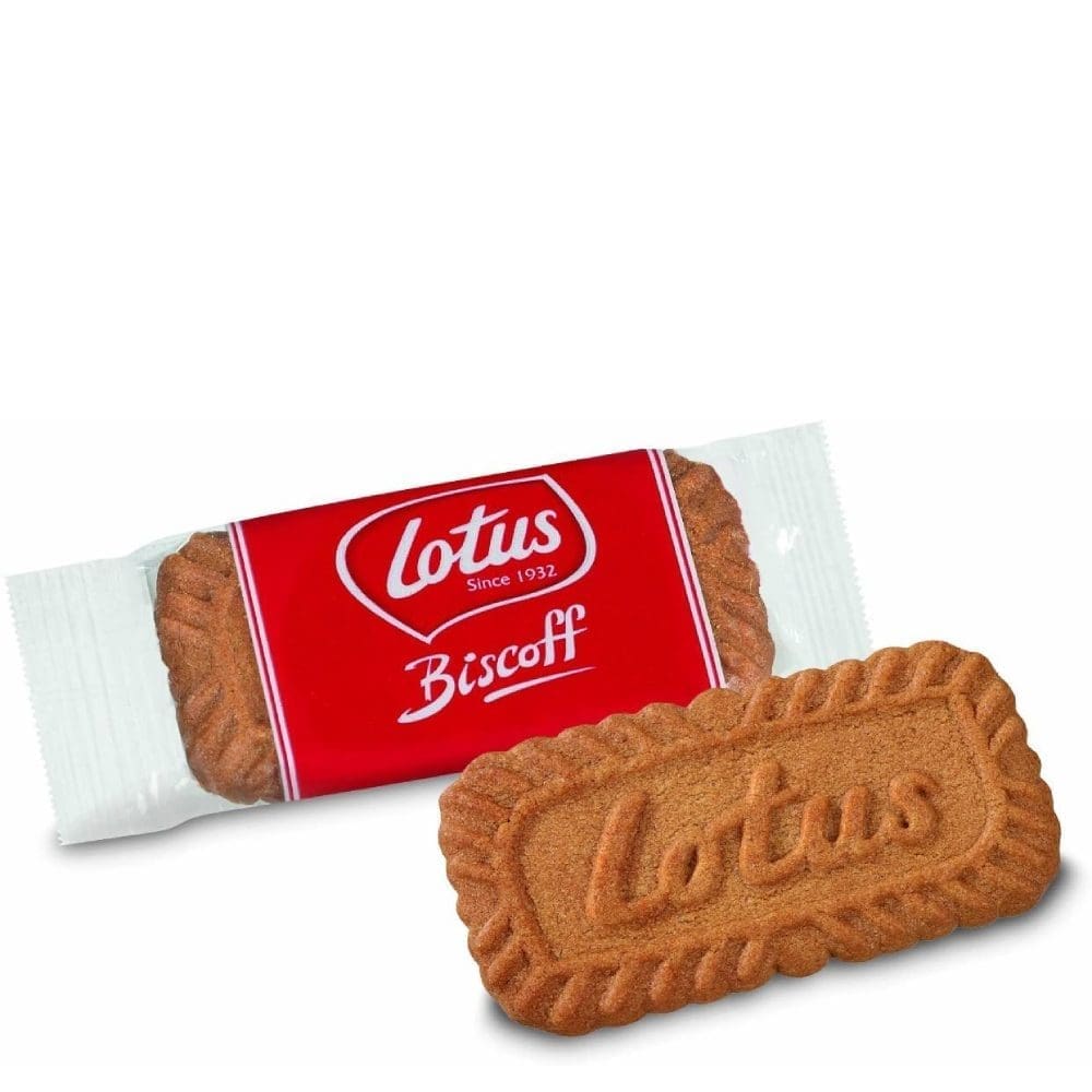 Galletas Lotus Biscoff individuales con su característico diseño y empaque.