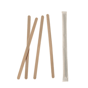Removedores de café de madera Papstar de 11cm, con envoltorio individual.