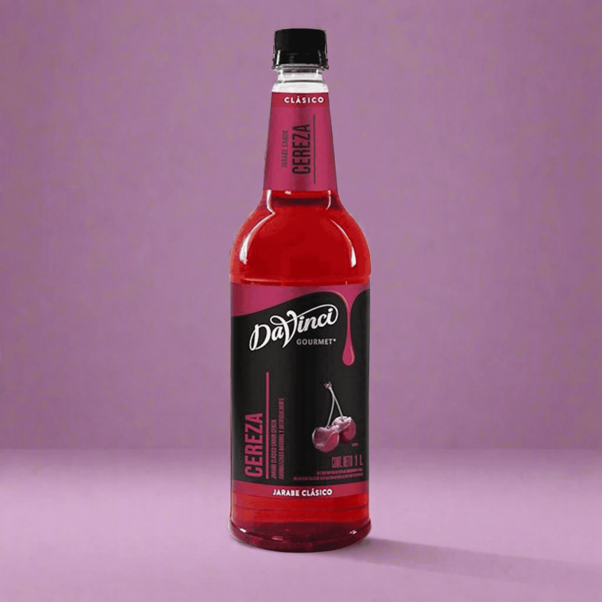 Sirope DaVinci de cereza 1L, ideal para bebidas y postres.