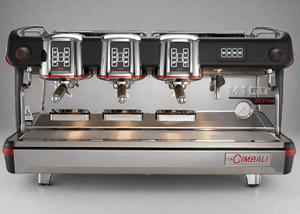 Cafetera profesional La Cimbali M100 DOSATRON DT/2 con diseño moderno y 6 botones.