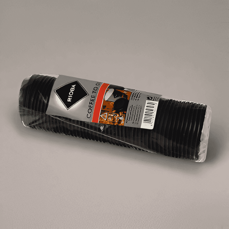 Tapa para vaso de café Rioba 200ml, paquete de 100 unidades, color negro.