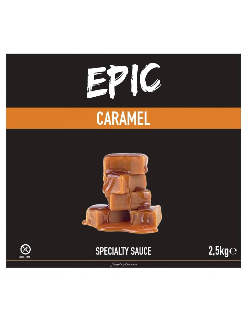 Etiqueta frontal de salsa de caramelo Epic 2.5L