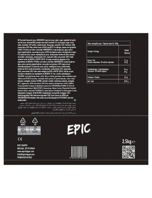 Ingredientes y detalles de salsa de chocolate Epic 2.5kg