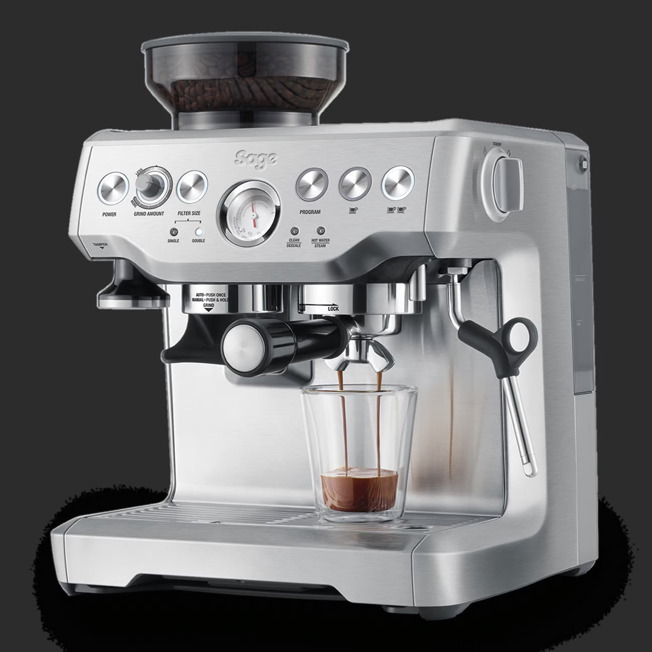 Cafetera Sage The Barista Express acero inoxidable frontal