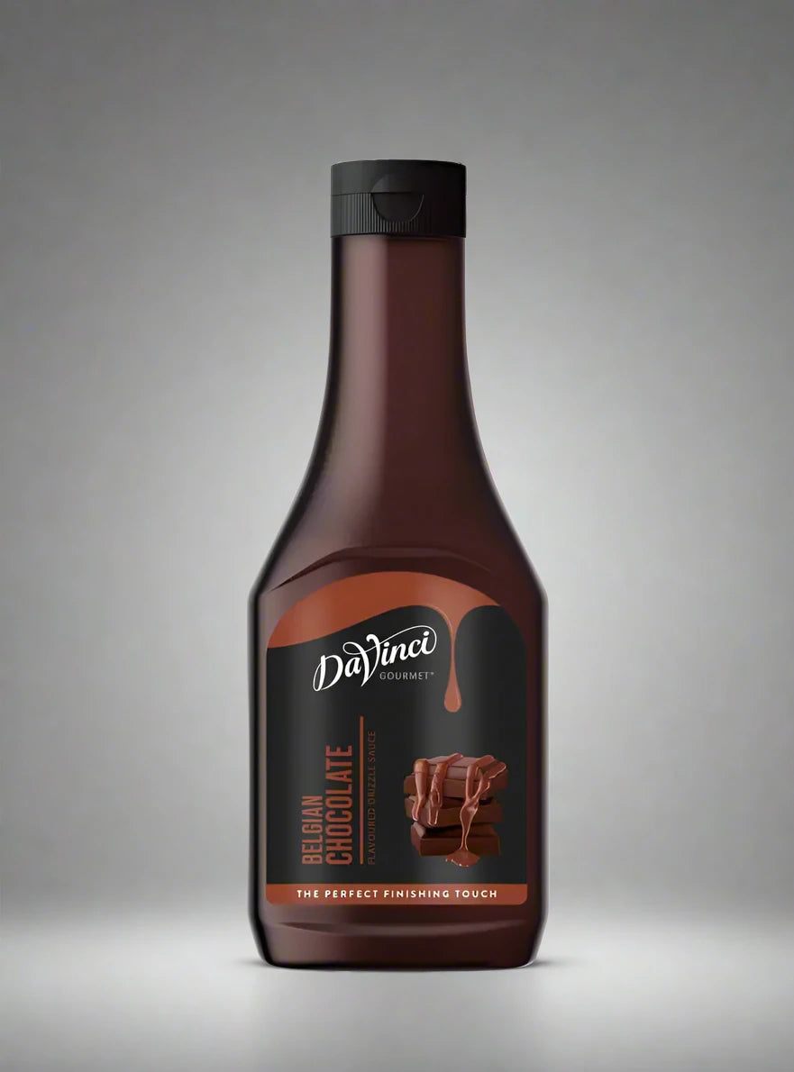 Salsa decorativa de chocolate belga DaVinci Gourmet 500ml para postres.