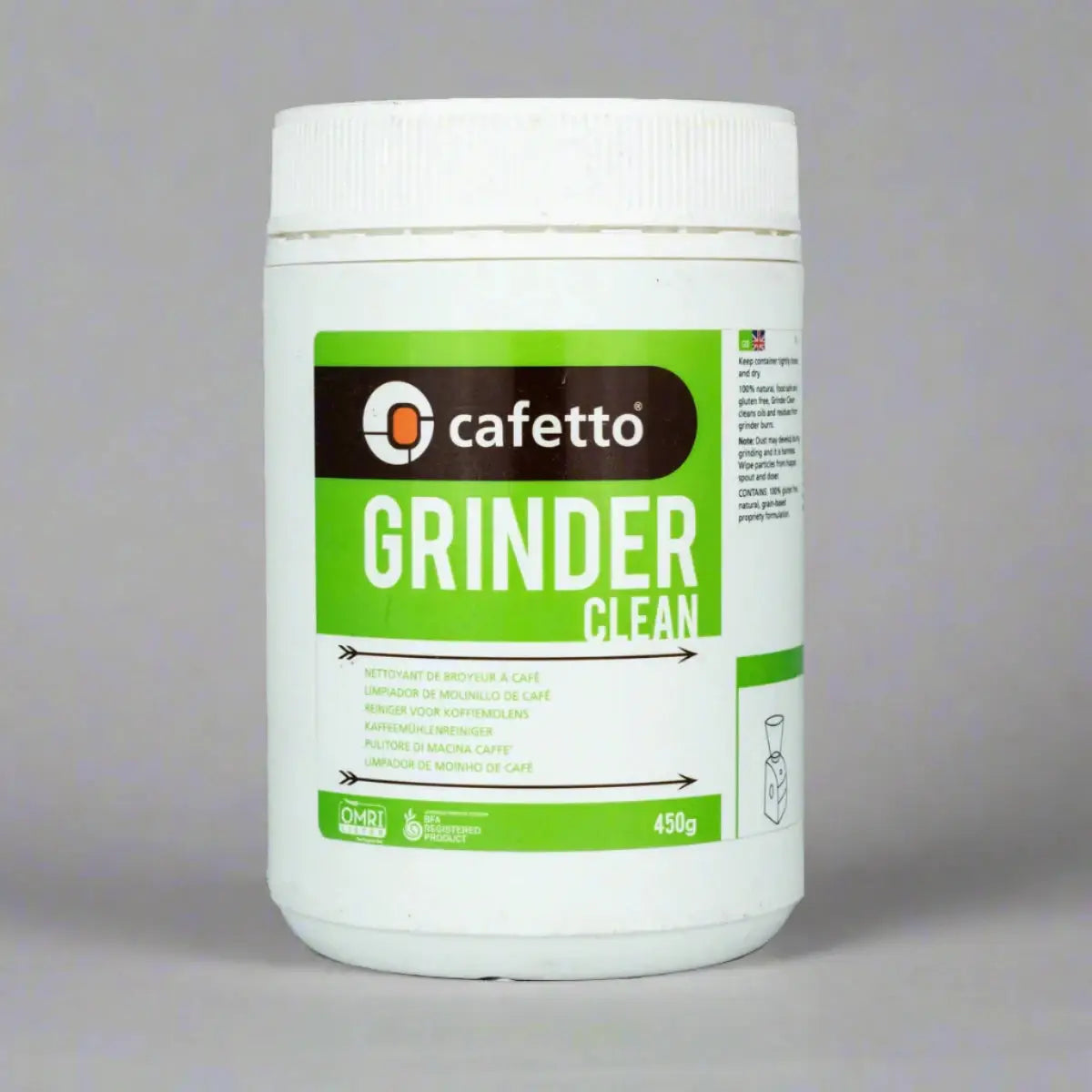 Cafetto Grinder Clean 450g para limpieza de molinillos de café.