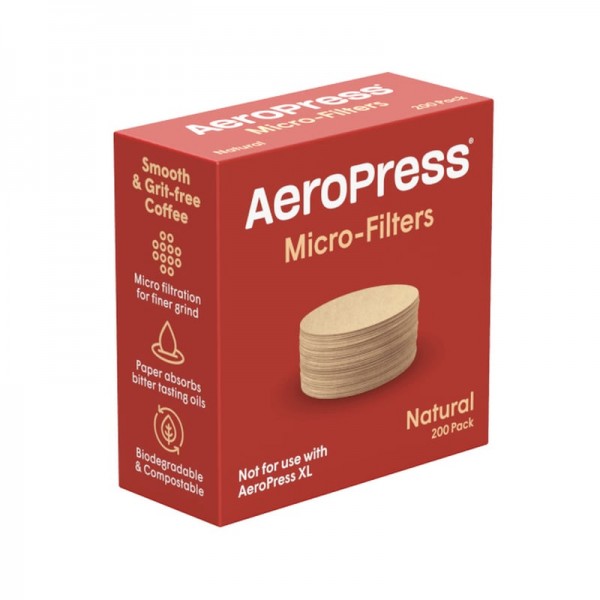 Caja de filtros AeroPress naturales, 200 unidades