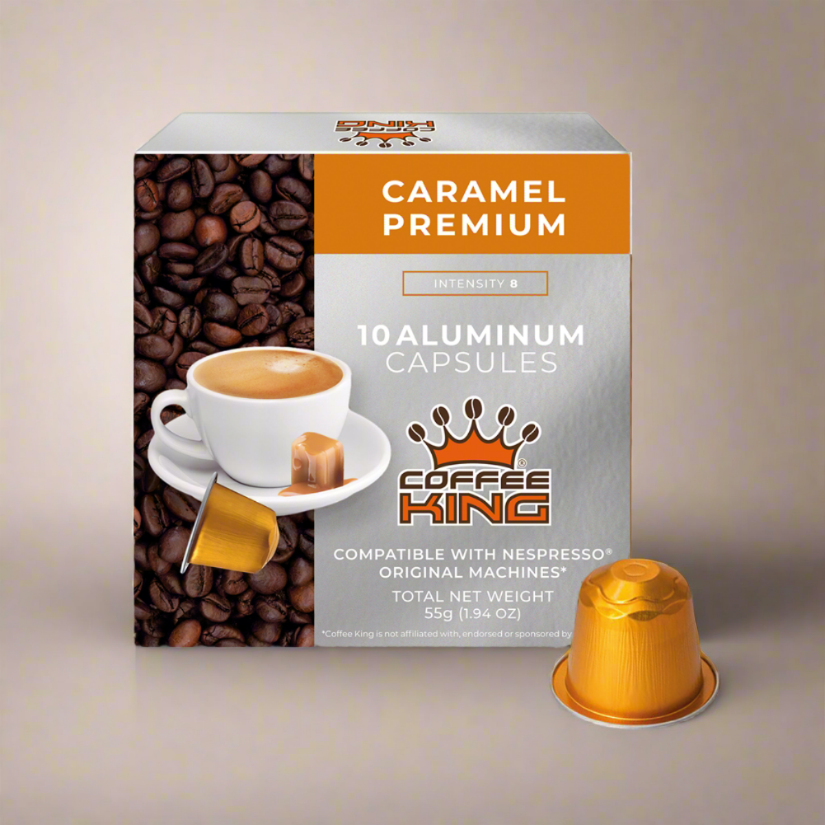 Coffee King - Capsulas de café - Caramelo compatibles con Nespresso