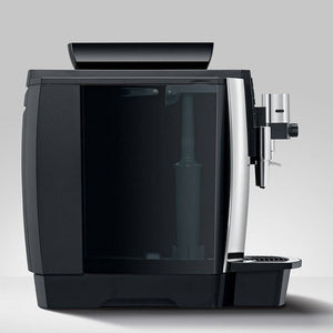 Vista lateral derecha de la cafetera automática Jura WE8 Chrome.